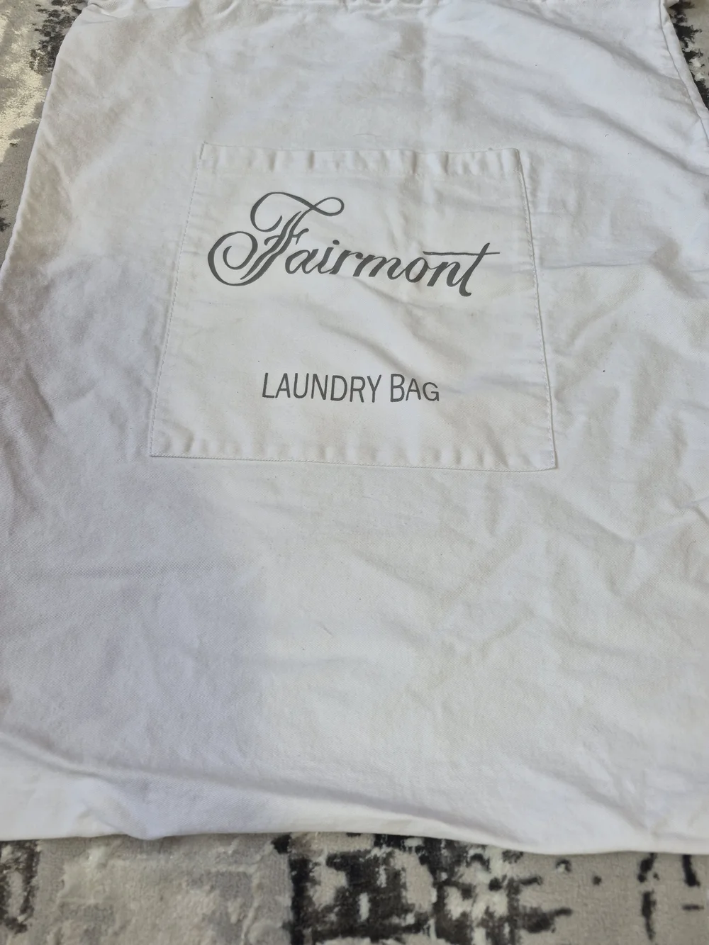 Official Fairmont Hotel Laundry Bag cotton large 22.5×18 with pocket